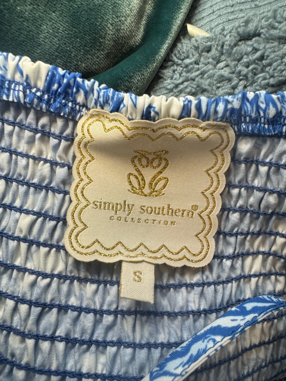 Simply Southern Blue & White Floral Tiered Mini Dress - Picture 8 of 10